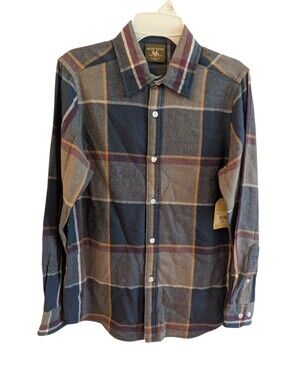 Boy's Navy Plaid Button-Up Shirt